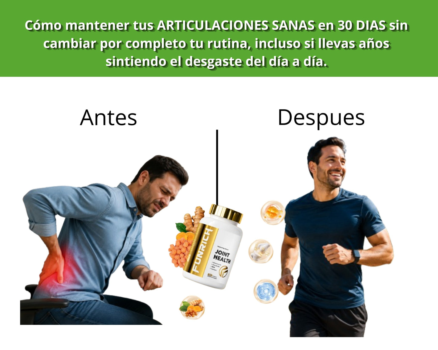 FUNRICH JOINT HEALTH + Envío Gratis + Apoya tu movilidad y disfruta un estilo de vida activo